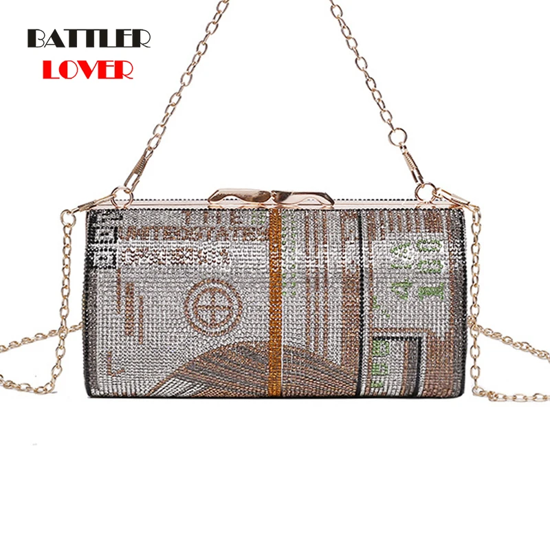 

Crystal Diamond Painting Evening Clutch Handbags for Women 2021 Round Small Dollar Purse Luxury Designer Chain Shoulder Totes