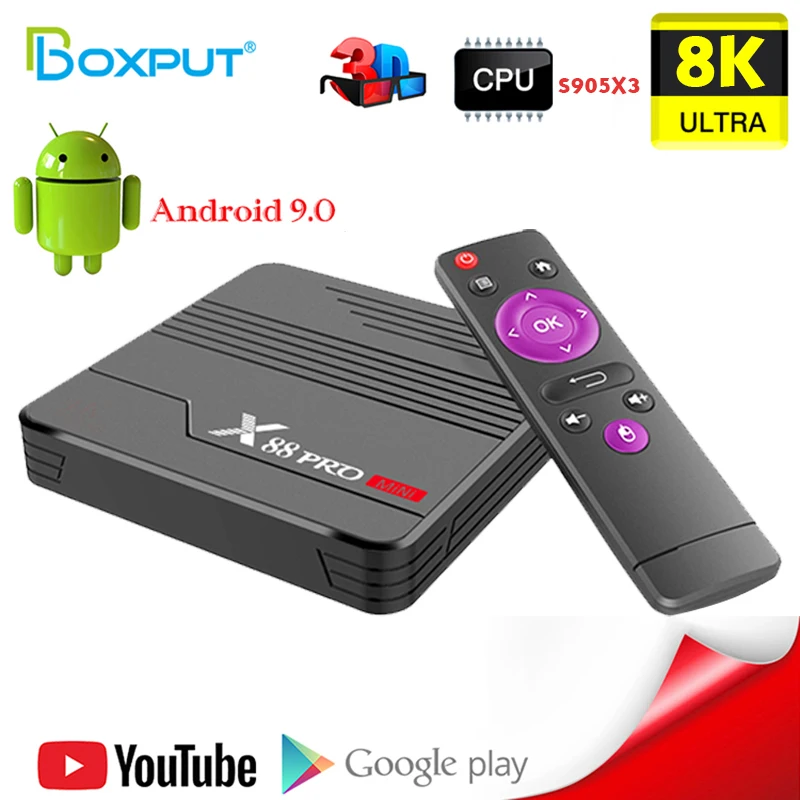 

X88 PRO Mini S905X3 Android 9.0 Ott TV BOX Dual Wifi 2.4/5.8G 8K Ultra HD Media Player Google TV Receiver Netflix Fast TV BOX