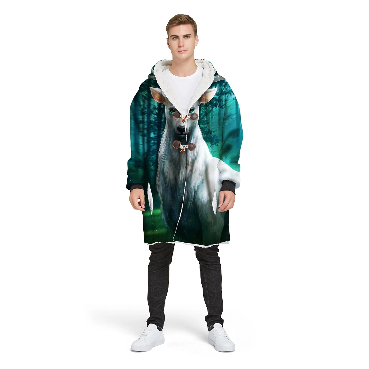 Новинка 2019 Брендовое Мужское пальто с 3D принтом на заказ Свободное длинное