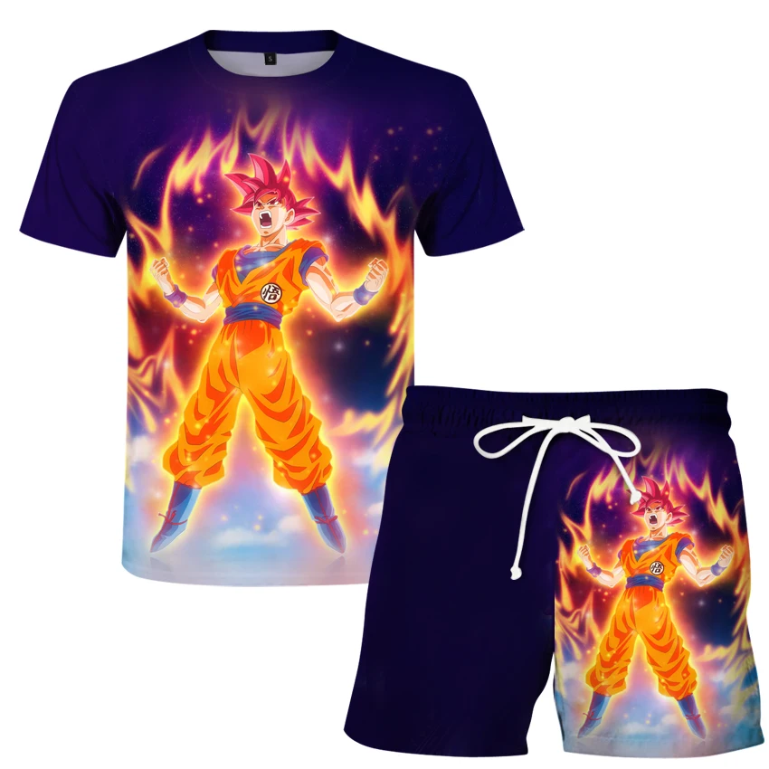 

Summer new T-shirt + shorts Men's T-shirt cartoon anime suit Summer Cartoon anime suit new T-shirt suit