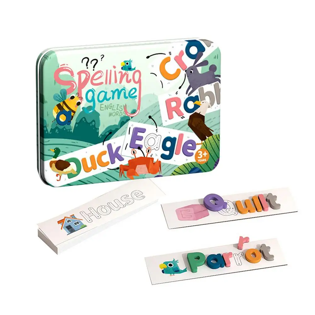 

Деревянная игрушка для правописания, зрительные слова, флеш-карты, игры для букв, английские буквы, распознавание детской комнаты с железно...