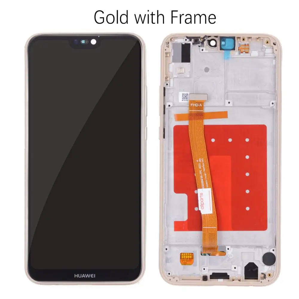 with Frame Gold Дисплей для HUAWEI P20 Lite lx1 lx1 Nova 3e LCD в сборе с тачскрином на рамке 5.84'' черный порошок синий золото - Цвет: with Frame Gold