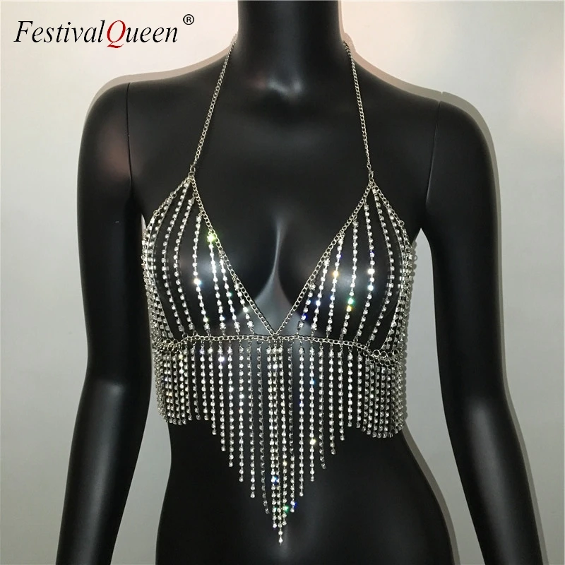 Женский укороченный топ с кисточками и стразами FestivalQueen вечерние топы