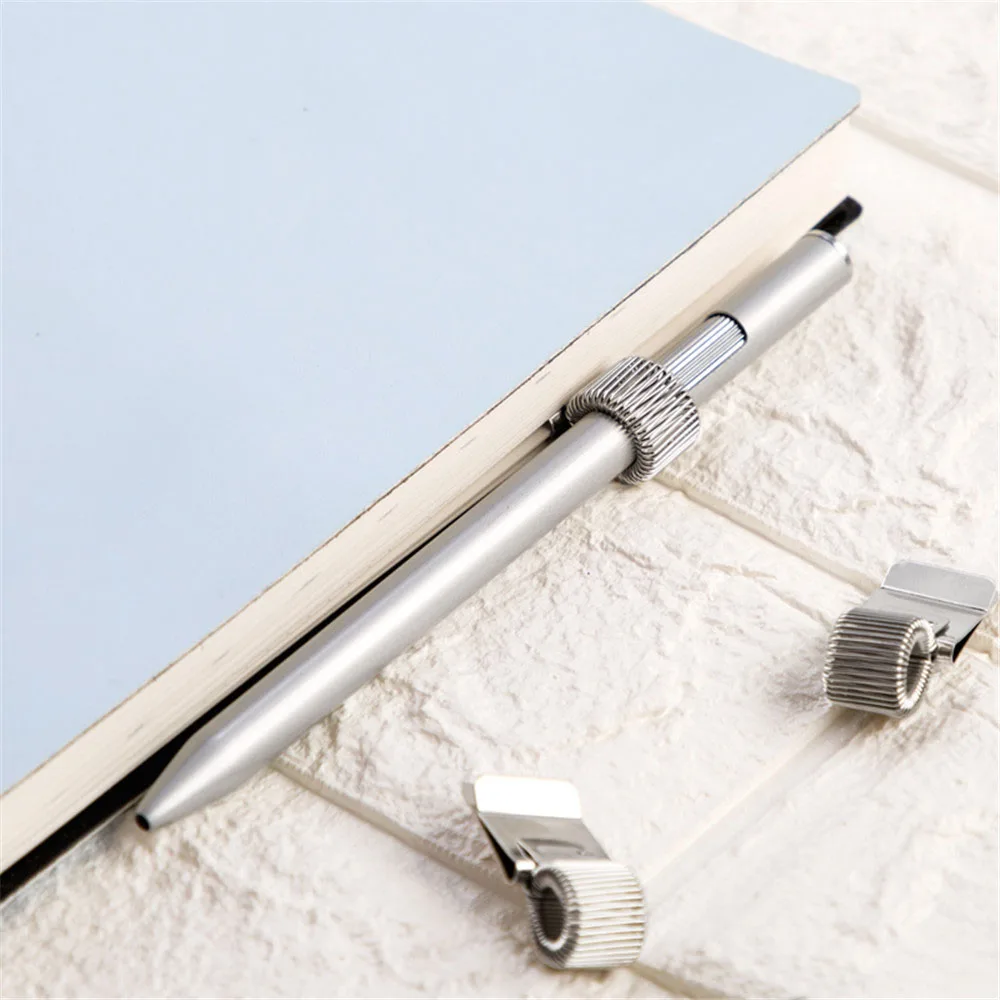 1pc Silver Color Spring Pen Holder Single Hole Diary Notebook Clamp Clipboard Spiral Loose Leaf Memo Clip Kawaii Stationary |