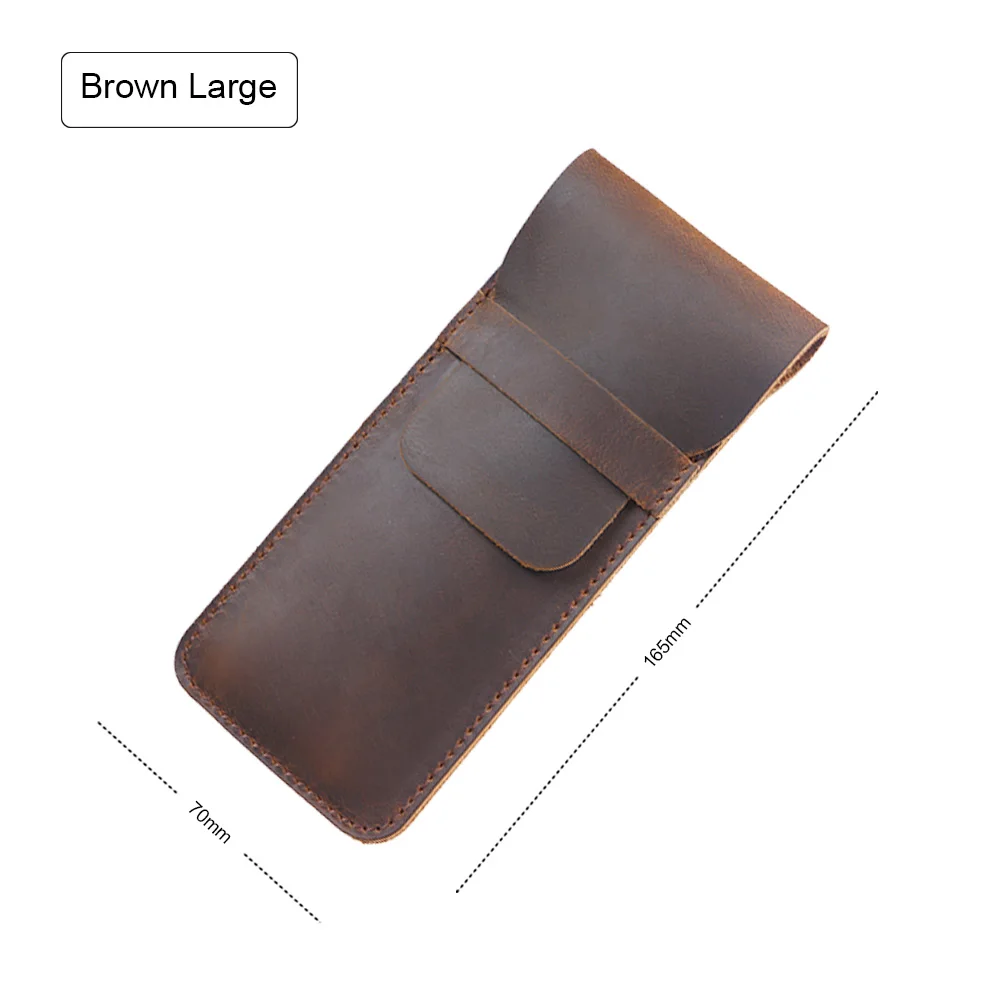 Brown Large Ручная работа, натуральная кожа, сумка-карандаш из воловьей кожи, винтажный Ретро стиль, аксессуары для путешествий, журнал - Цвет: Brown Large