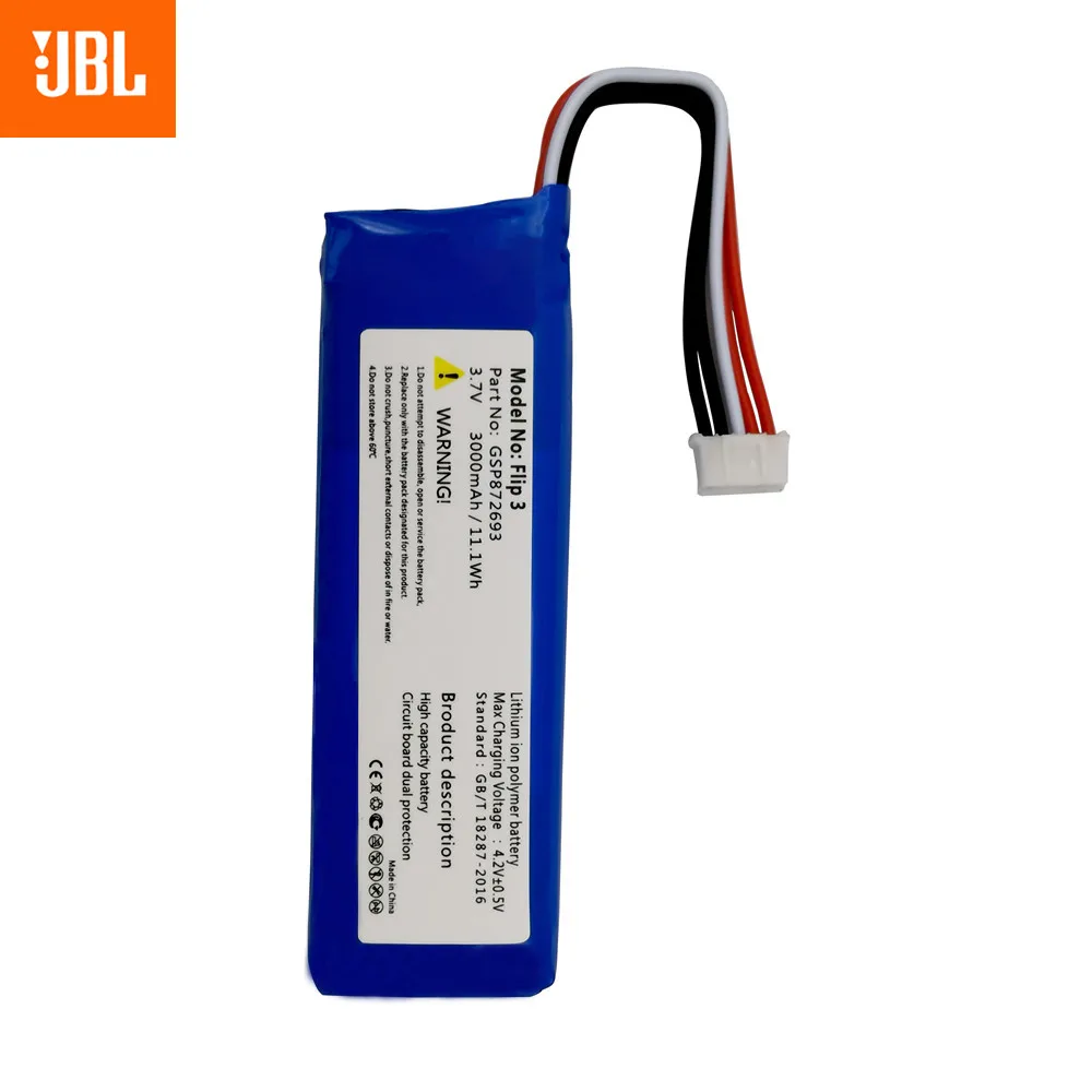 Bater&iacute;a recargable 100% Original para JBL Flip 3, 3,7 V, 3000mAh, GSP872693, Kits de herramientas grises-2