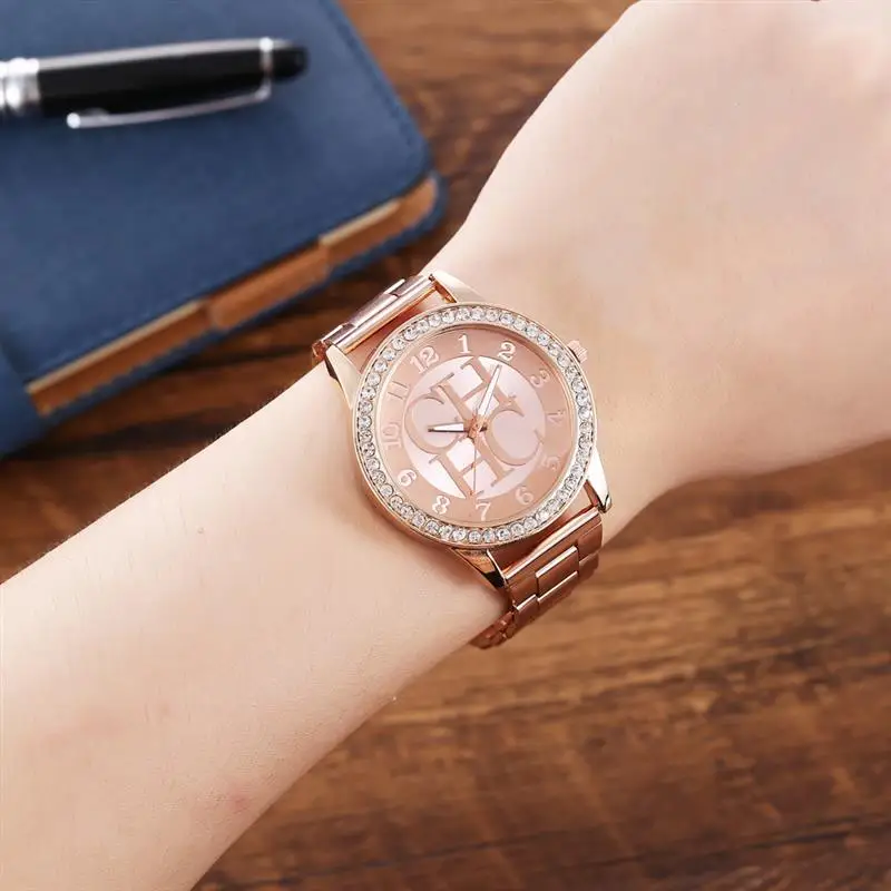 Женские Роскошные наручные часы с бриллиантами стальные женские кварцевые на