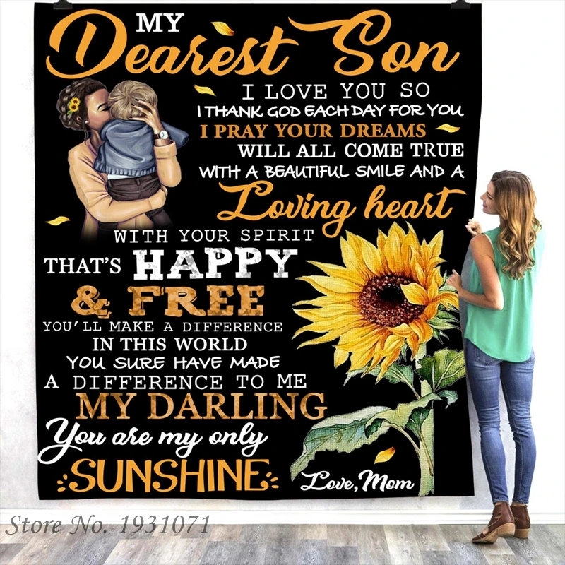 

To My Son 3D Printed Fleece Blanket for Beds Thick Quilt Fashion Bedspread Sherpa Throw Blanket Adults Kids Gift 14