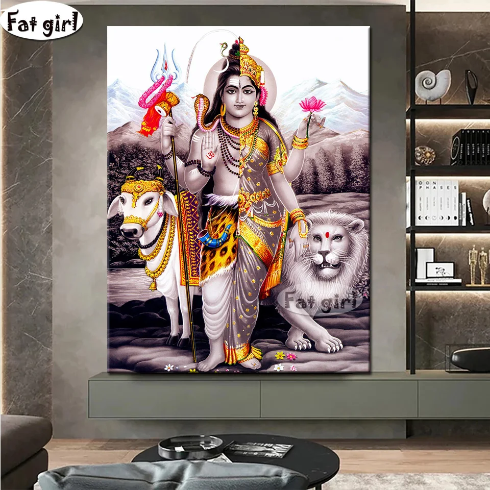 Diamond Painting Lord Shiva 5d Wall Art Diy Cross Stitch Cartoon Lion Cow Decorative Full Square Round Diamond Mosaic Religion