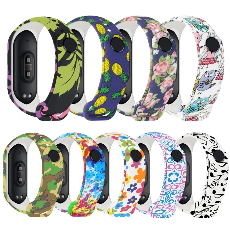 Strap For Xiaomi Mi Band 4 5 6 3 Personalized Graffiti Style Wristband For Mi Band 3 5 6 Silicone bracelet replacement band