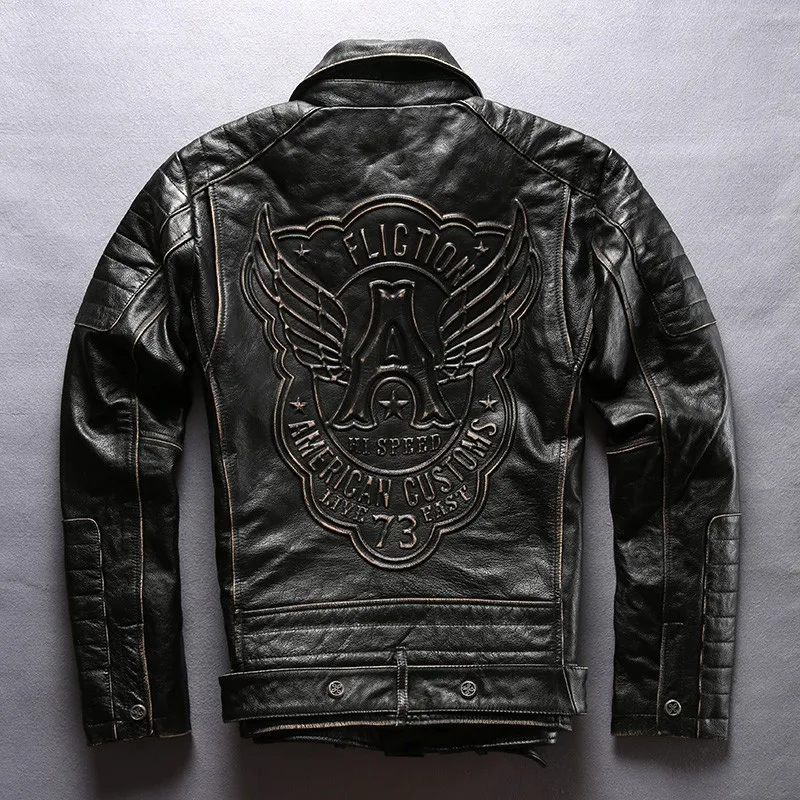 Прочтите описание! Азиатский Размеры мужские из коровьей кожи одежда пальто