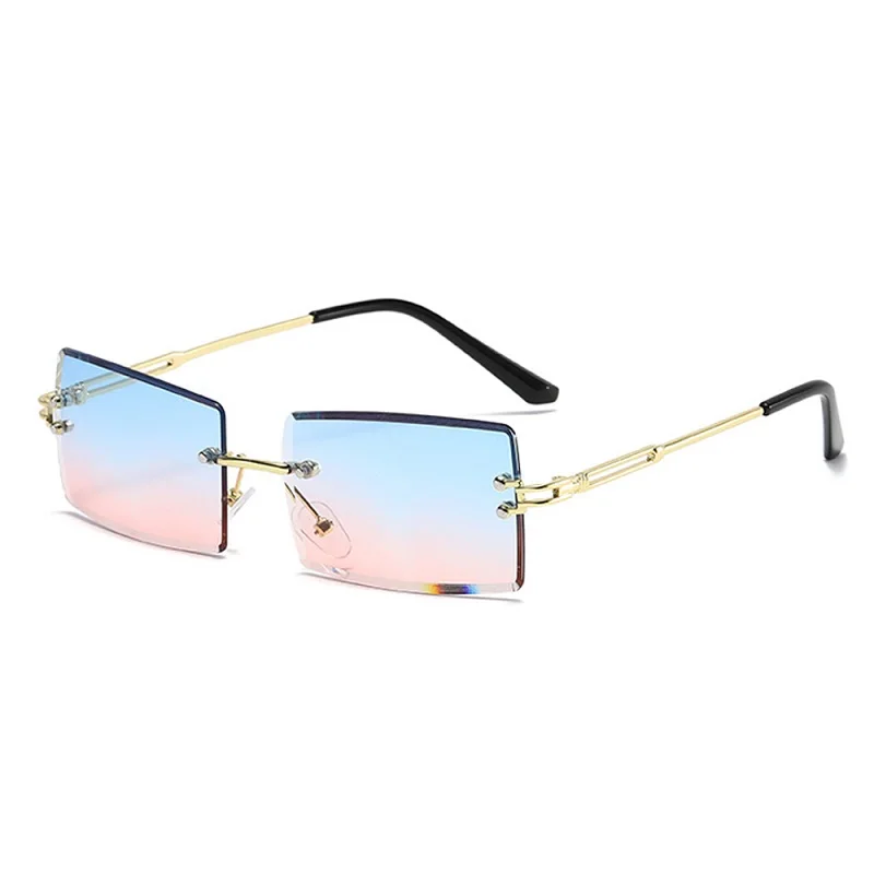 

Small Rectangle Sunglasses Women Rimless Square Sun Glasses for Women 2020 Summer Style Female UV400 Green Brown Eyewear