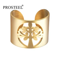 prosteel tree of life big 17mm wide ring stainless steel 18k gold plated mens womens rings gift for men jewelry psr2919