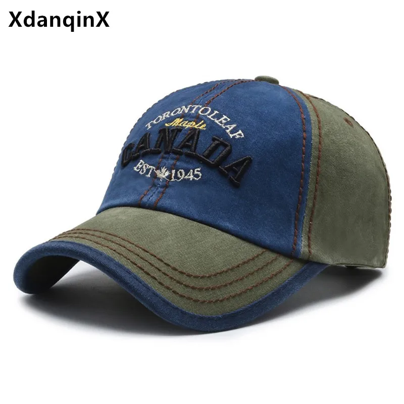 

XdanqinX new cotton baseball caps for men women Trendy retro duck Tongue cap splice black cap adjustable size fashion couple hat