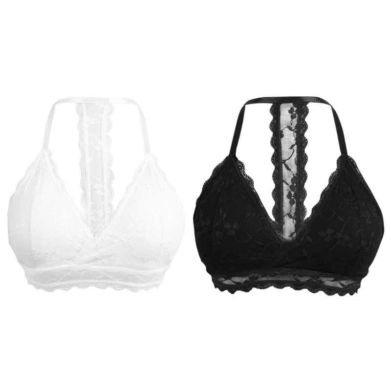 

Women Sexy Halt-neck Lace Strapless Bralette Underwear Breathable Wireless Bra X3UE