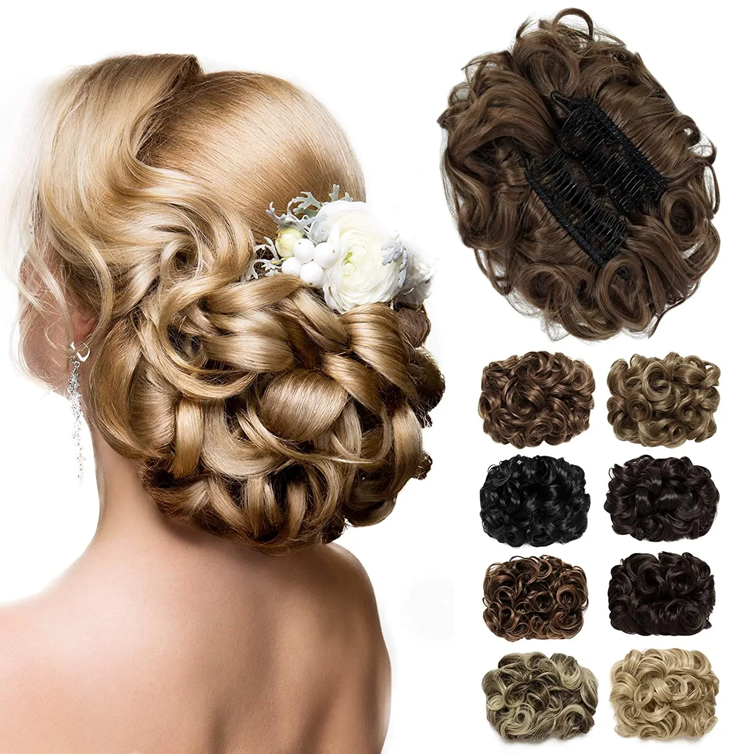 

synthetic hair chignon pieces big bun chignon two comb clips on chignon hairpiece hair extension bun for women