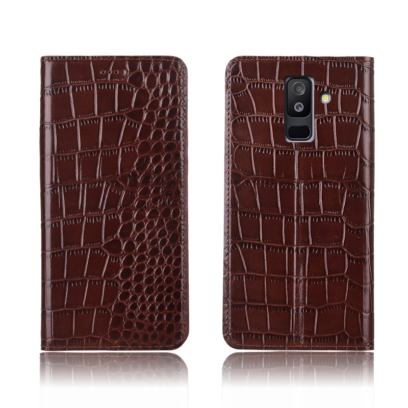 Чехол держатель из натуральной кожи с узором крокодиловая кожа для samsung Galaxy A6 Plus