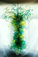 top design green and yellow high ceiling chihuly style big chandeliers for hotel lobby decor
