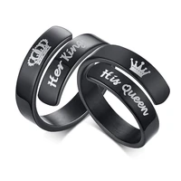 fashion couple rings her king and his queen wedding ring personality custom name date women men stainless steel jewelry gift