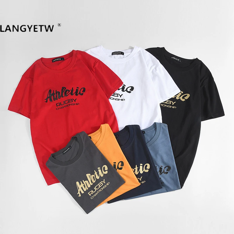 

Langyetw men's summer short-sleeved t-shirt men's Retro Floral t-shirt loose print foundation fashion t-shirt youth