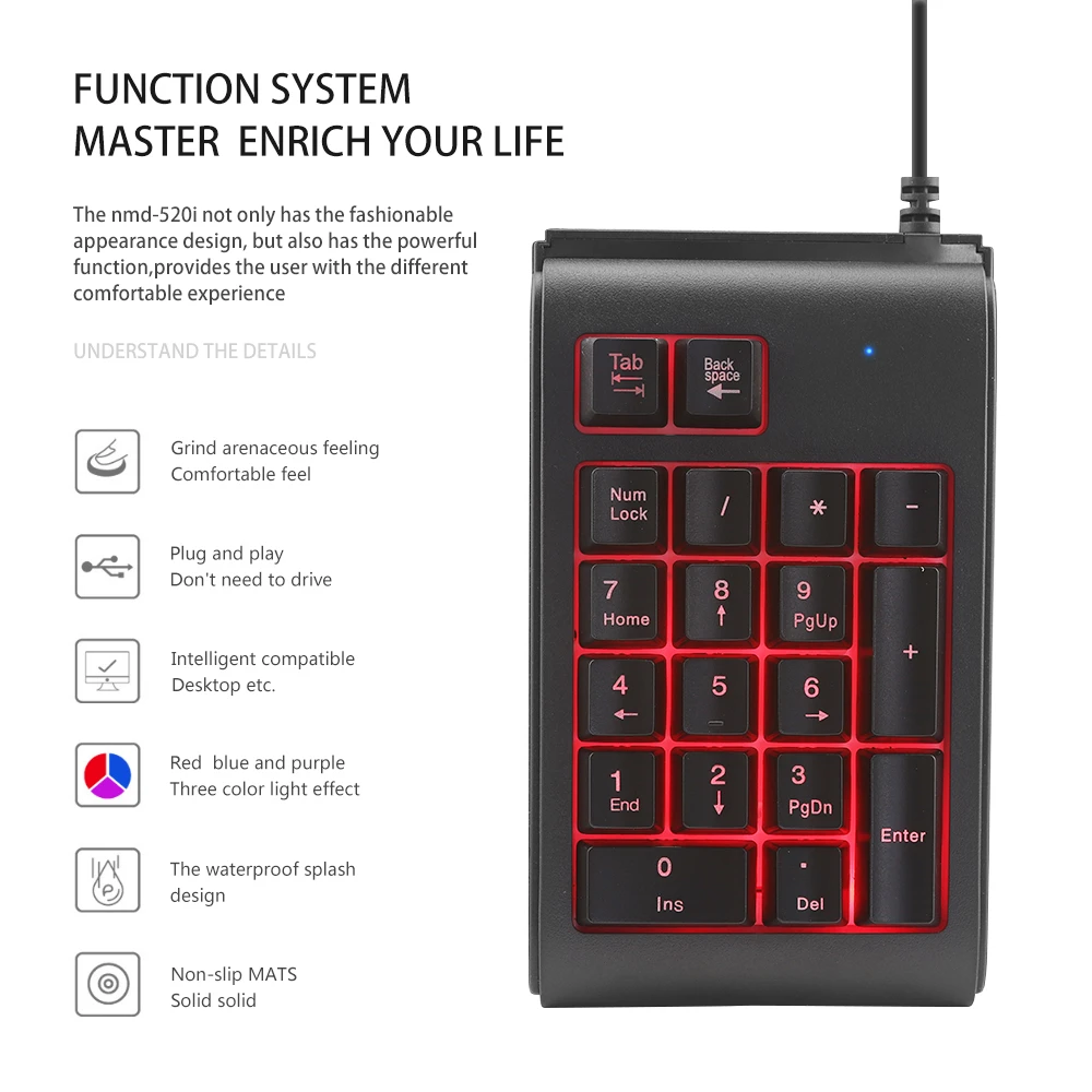 Проводная Водонепроницаемая мини клавиатура CHUYI цифровая портативная USB с 19