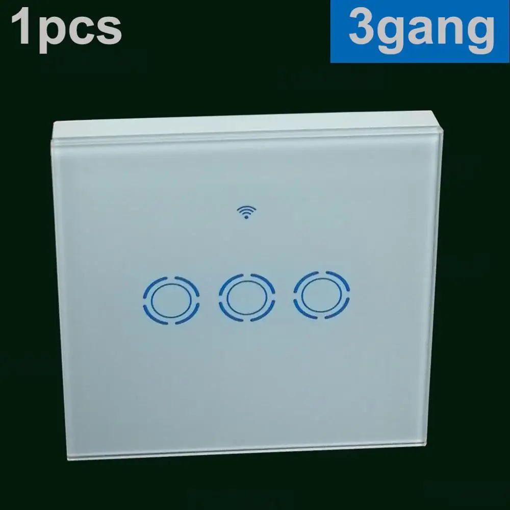 1PCS EU 3 gang Умный светильник, сенсорный выключатель, ЕС, Великобритания, Wi-Fi разъем, беспроводная настенная розетка, пульт дистанционного управления, приложение Tuya Alexa Google Home Assistant IFTTT - Цвет: 1PCS EU 3 gang