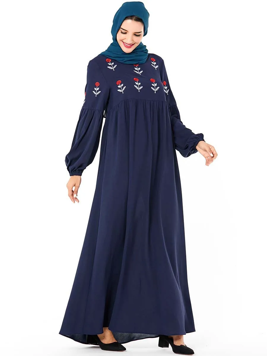 Мусульманское вечернее платье длинное бархатное мусульманское с вышивкой для