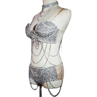 shining diamonds women bra shorts beaded tassel bikini sets nightclub singer dancer performance stage wear evening prom outfits
