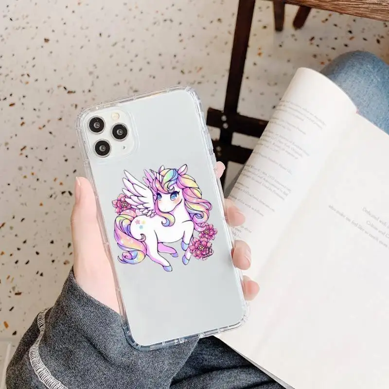 

Cute cartoon animal rainbow unicorn Phone Case Transparent soft For iphone 5 5s 5c se 6 6s 7 8 11 12 plus mini x xs xr pro max