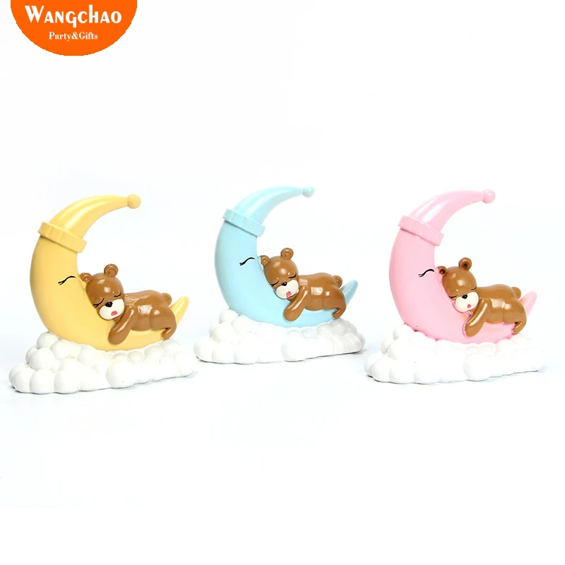 Kawaii Moon Sleeping Bear Топпер для торта счастливые топперы для торта на день рождения для мальчиков и девочек Детские вечерние украшения торта для детей
