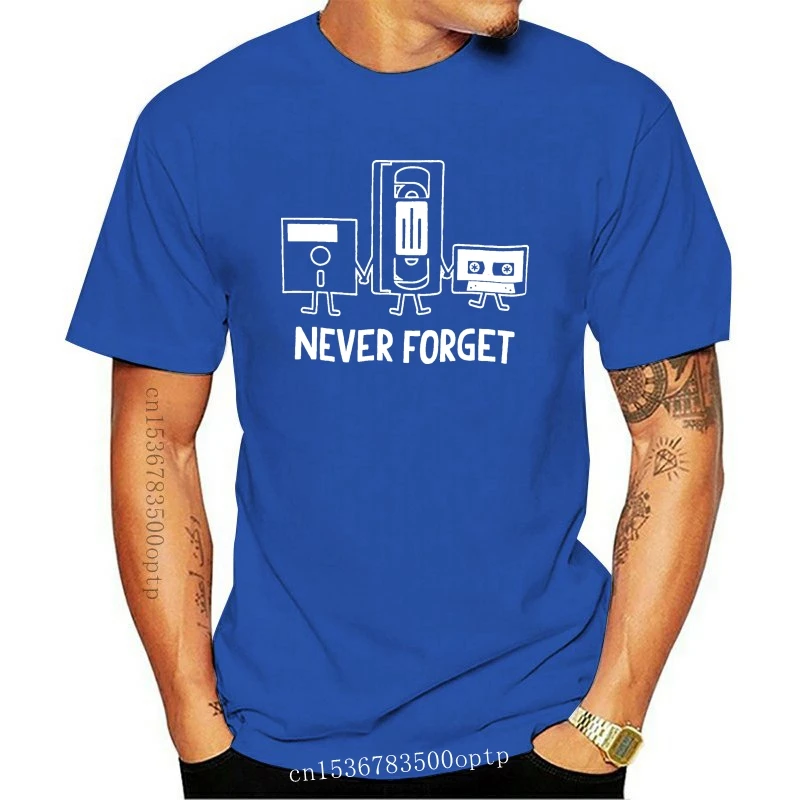 

New Retro 1980s 1990s Never Forget Media Floppy Disk VHS Cassette Tape T Shirt M