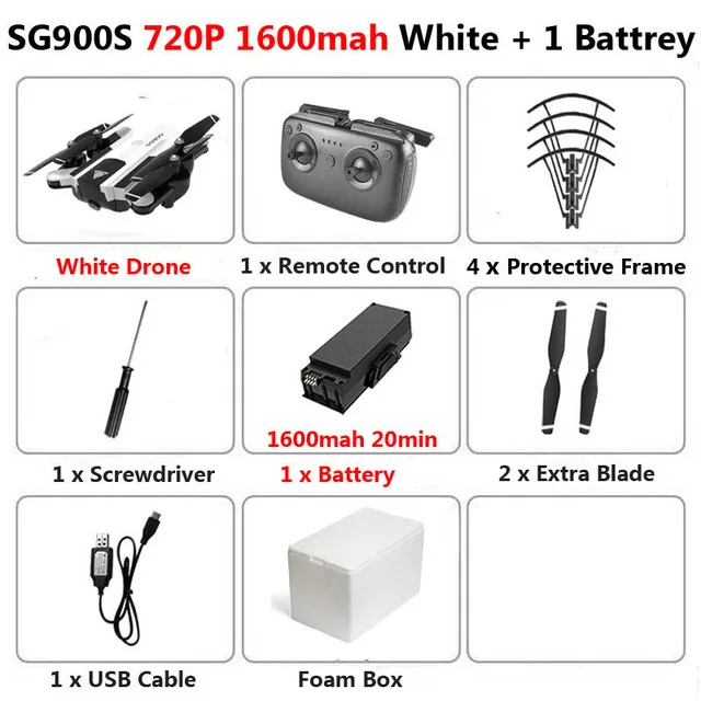 White720P 1600mAh 1B Квадрокоптер Профессиональный Дрон gps с камерой HD 1080P WiFi FPV Surround 20mins fly time широкоугольный пульт дистанционного управления вертолет - Цвет: White720P 1600mAh 1B