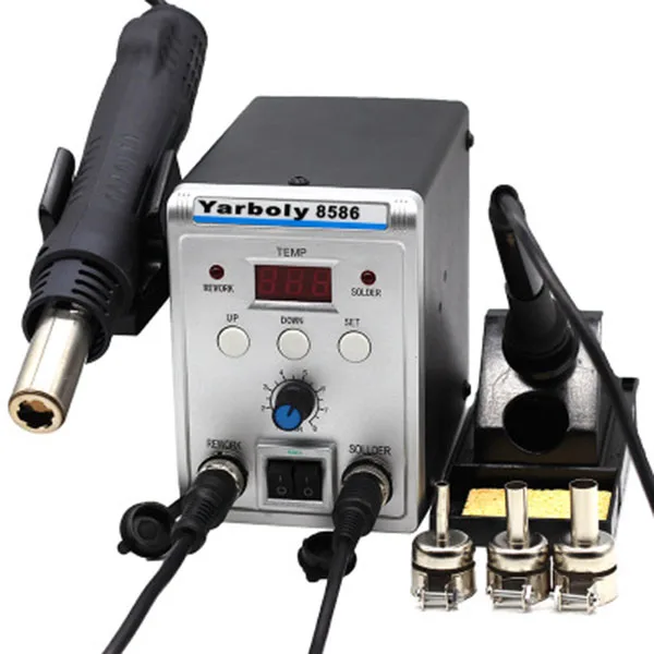

8586 ESD Soldering Station LED Digital Solder Iron Desoldering Station BGA Rework Solder Station Hot Air Gun Welder