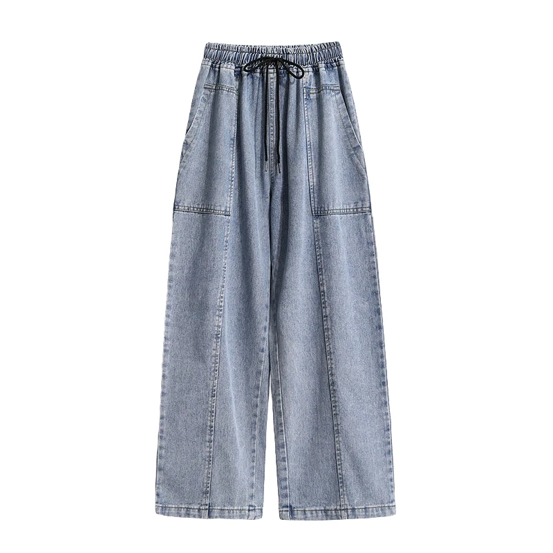 

New Thick Velvet Chic High Waist Pants Loose Jeans Female Winter New Large Size Trousers Streetwear Jeans Long