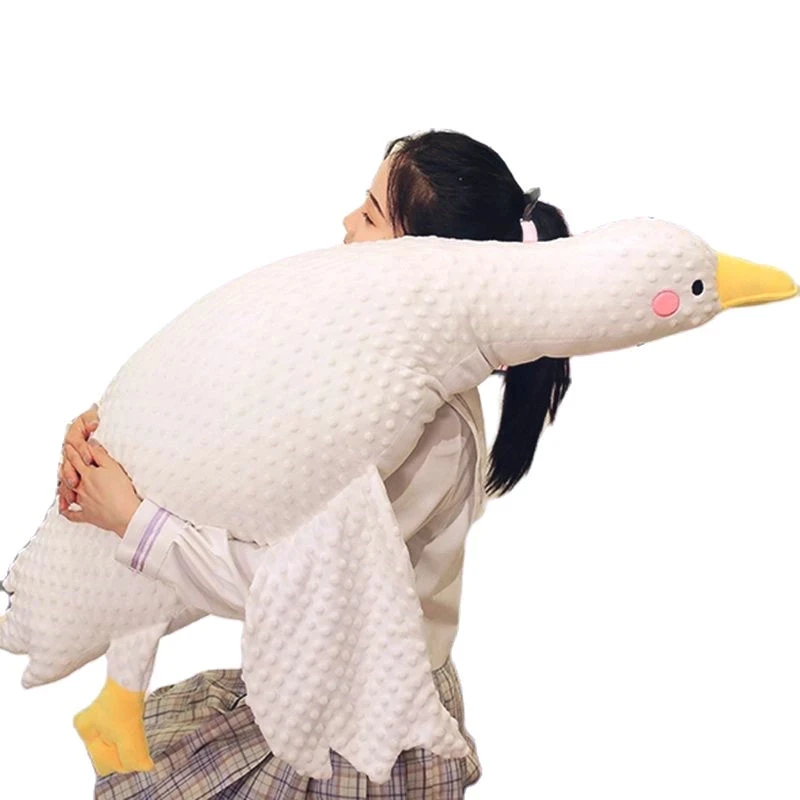 

70/100/120CM Huge Size Massage Duck Plush Toys Stuffed Soft Lying Goose Pillow Cartoon Animal Mat Dolls Baby Kids Appease Toys