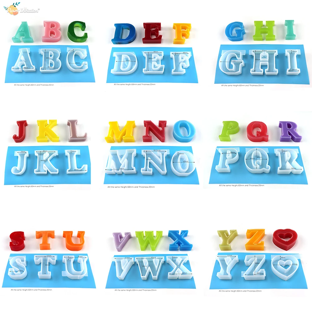 DIY 26 Letters Mold Set Alphabet Letter Keychain Casting Silicone Molds Cake Molds Epoxy Resin Mold Craft Accessories