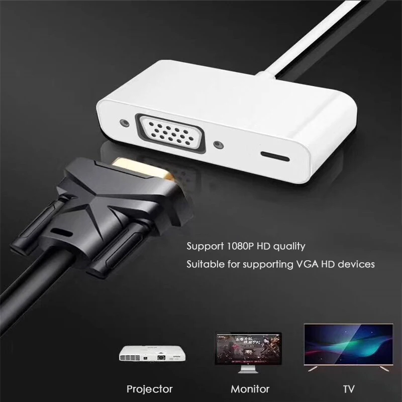 Переходник для Apple Lightning/VGA аудио и видеокабель 4K Iphone X 6 6s 7 Plus Ipad Ofiice принадлежности