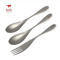 keith new thicken solid titanium spoon dinner dessert coffee soup spoon camping hiking travel tablewares