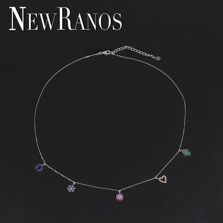 Newranos, 925 пробы, Серебряное колье, кубический циркон, модное ожерелье для воротника, женское ювелирное изделие, NYX0101242