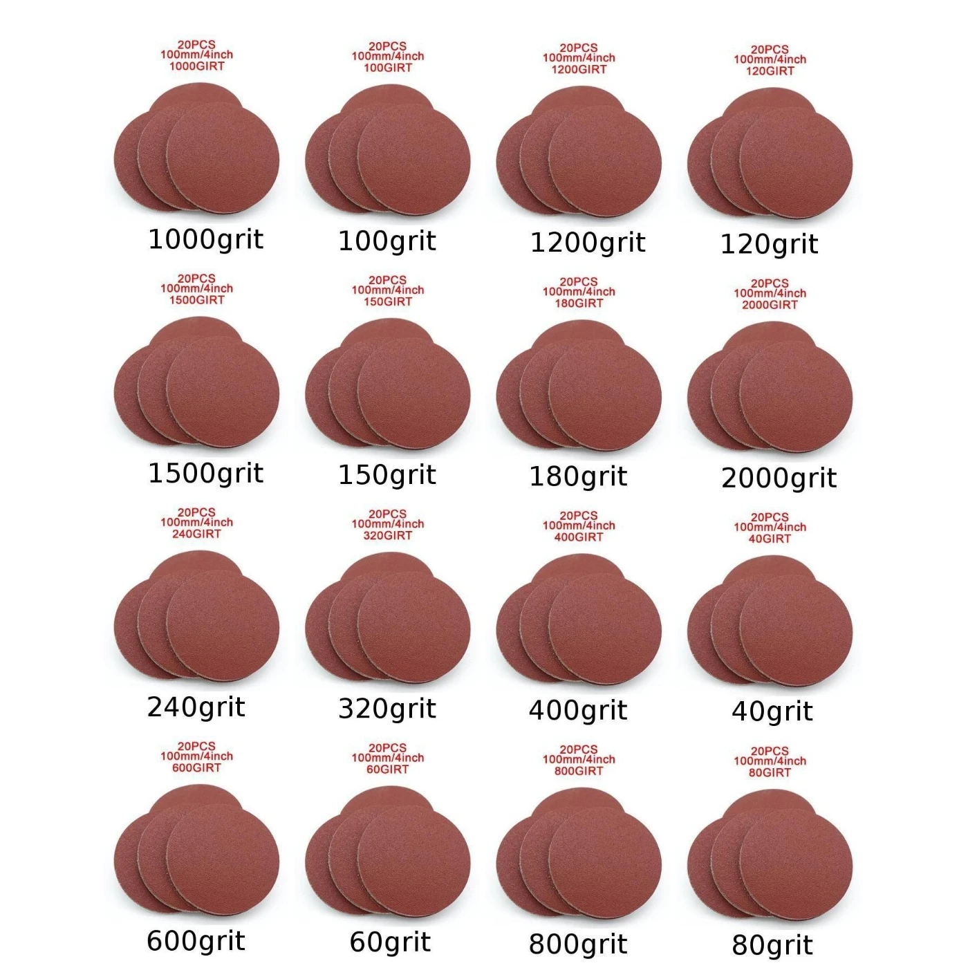20 шт 4 дюйма/100 мм 40-2000Grit специальный диск для наждачной бумаги круглой полировки