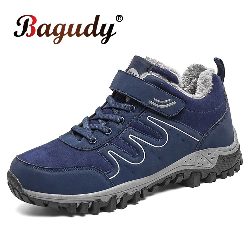 

Men Winter Snow Boots Unisex Warm Plush Ankle Boots Quality Non-Slip Suede Waterproof Wedge Snow Boots Man Winter Shoes 35-46