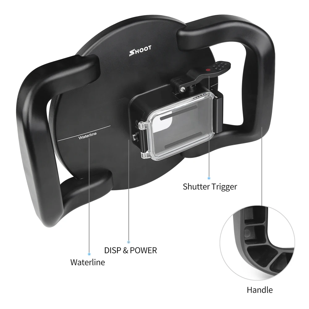 Купить Аксессуары для экшн-камеры Gopro Hero 8, подводный водонепроницаемый чехол ABS Black SHOOT XTGP548, купольный порт, маска для дайвинга с триггером