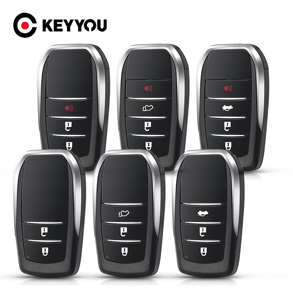 KEYYOU 2/3/4 Buttons Car Remote Key For Toyota Fortuner Prado Camry Rav4 Highlander Crown Fob KJey Shell Smart Keyless Case
