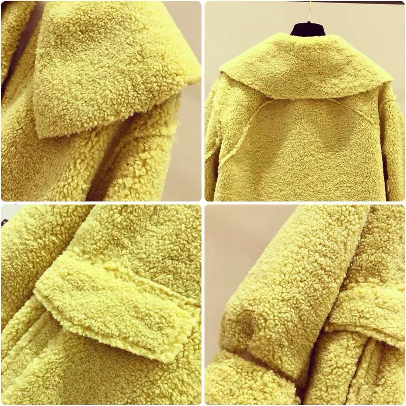 Кукольный воротник овечья шерсть плюшевая куртка для женщин новинка 2019 теплые