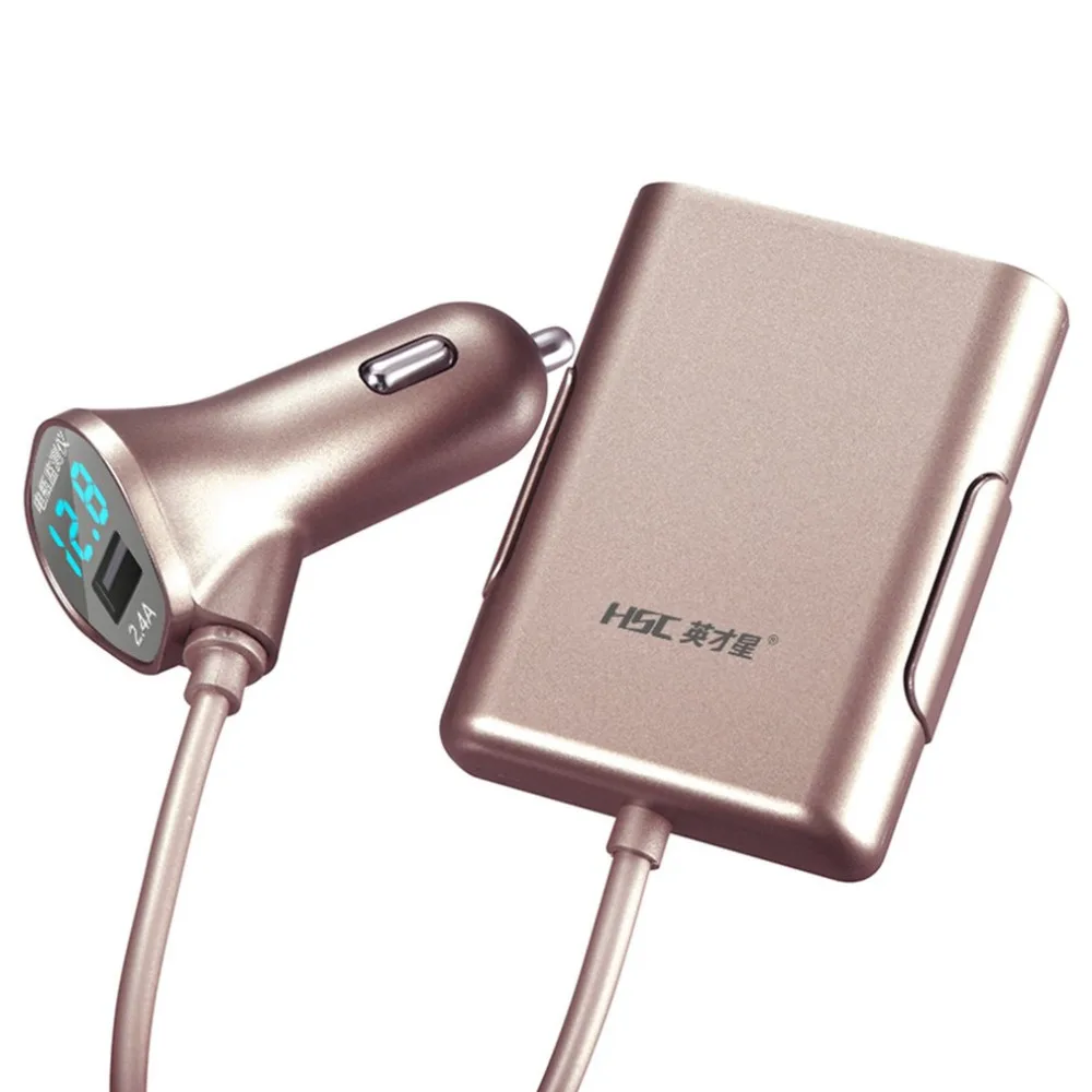 HSC оригинальный 4.8A 3-портовый удлинитель USB автомобильное зарядное устройство