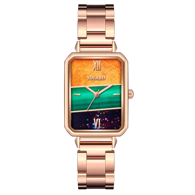 

Ladies Retro Casual Glass Surface Stainless Steel Strap Quartz Watch Fashion Personality Two Tone Quartz Watch