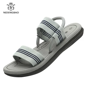 Сандалии мужские Нескользящие, Пляжная повседневная обувь для влюбленных, с эластичными ремешками, Уличная обувь, большие размеры, лето