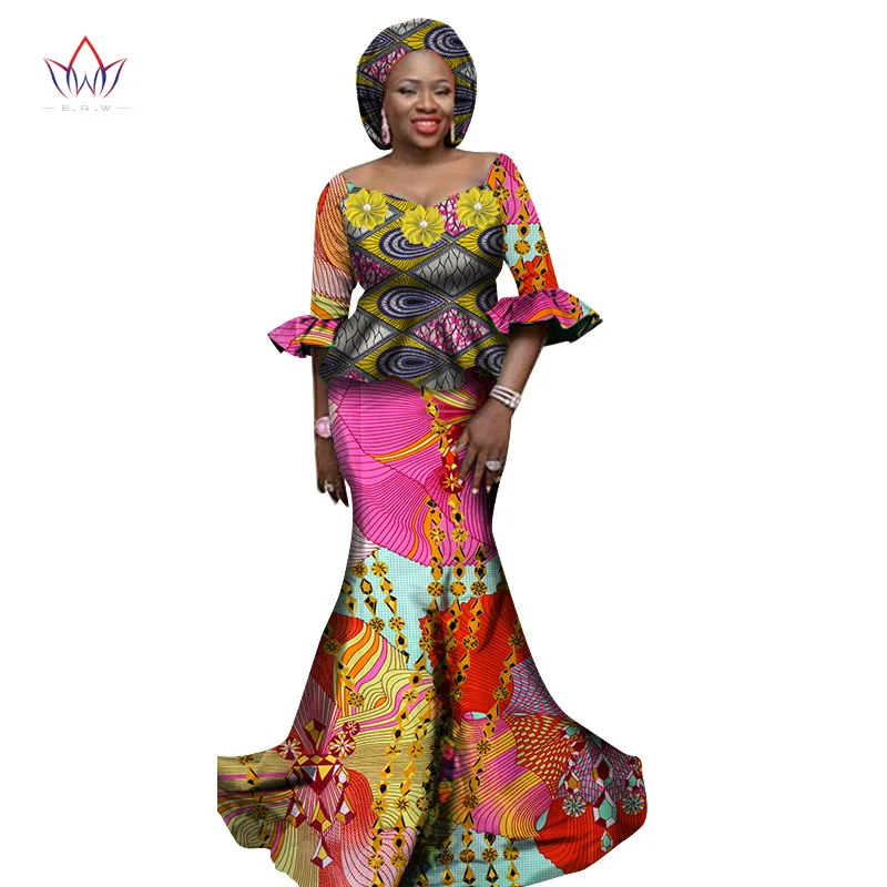Женская африканская одежда комплект женского платья из 2 предметов топы и