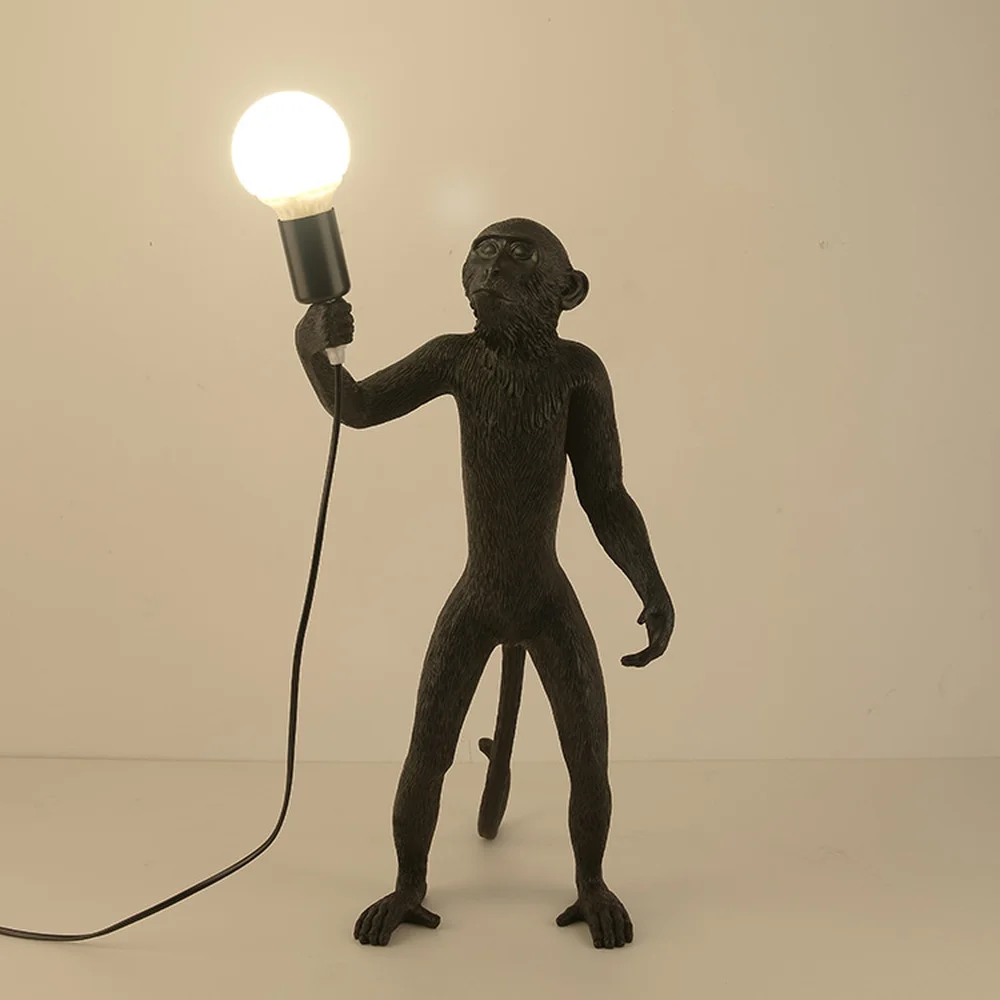 

Nordic Resin White Monkey Lamp LED Floor Lamp E27 Hemp Rope Loft Light Modern Standing Lamps Indoor Decoration Standing Lighting
