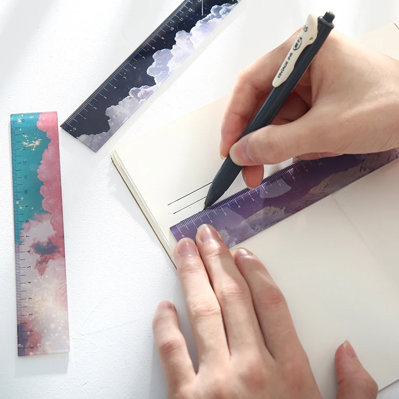 

Journamm 160*30mm Acrylic Ruler Ins Style Snow Sky Star Kawaii Stationery Drawing Straight Rulers for Office School Stationery
